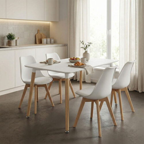 Τραπέζι Natali pakoworld MDF λευκό-πόδια σε φυσική απόχρωση 120x80x76εκ (x1)