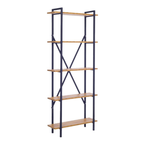 Βιβλιοθήκη Derena pakoworld oak με μαύρο μέταλλο 60x29x160εκ (x1)