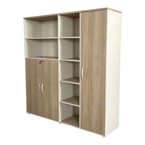 Βιβλιοθήκη γραφείου Jabari pakoworld σε oak-μπεζ απόχρωση 160x40x200εκ (x1)