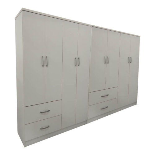 Ντουλάπα οχτάφυλλη Athos pakoworld λευκή 241x42x181εκ (x1)