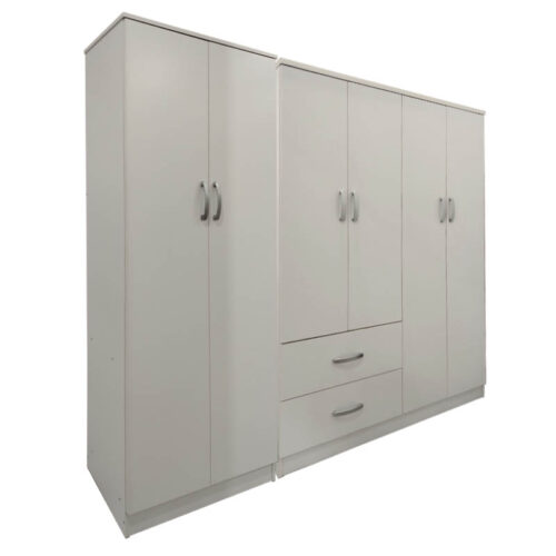 Ντουλάπα εξάφυλλη Athos Ι pakoworld λευκή 200,5x42x180εκ (x1)