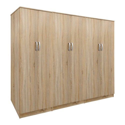 Ντουλάπα εξάφυλλη Athos ΙΙ pakoworld sonoma 240x42x180εκ (x1)