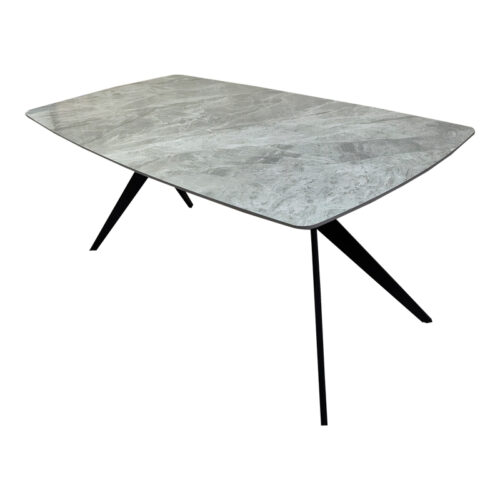 Τραπέζι Ezali pakoworld sintered stone γκρι όψη μαρμάρου με μαύρο μεταλλικό πόδι 180x90x75εκ (x1)