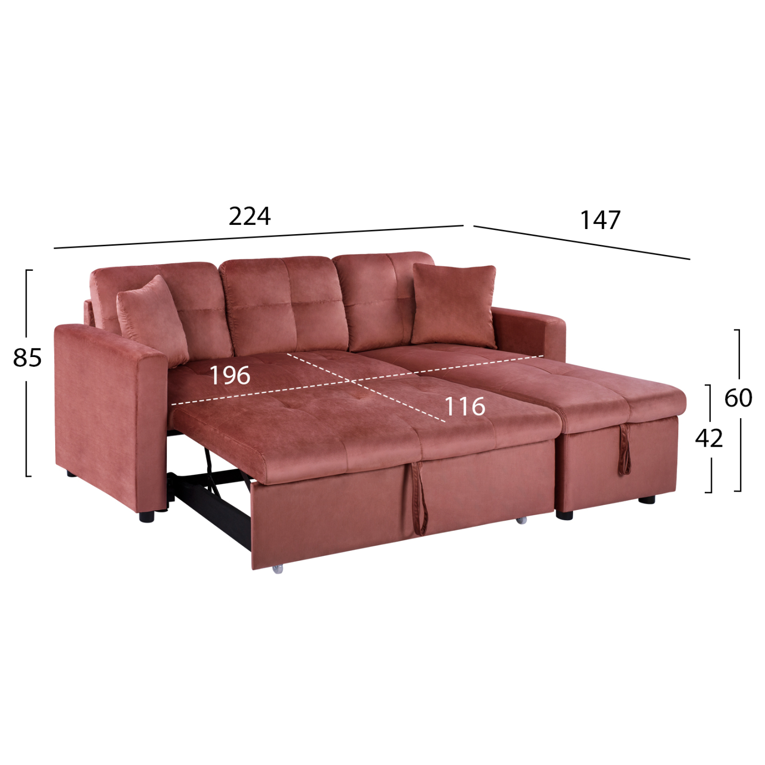 ΚΑΝΑΠΕΣ ΓΩΝΙΑ ΚΡΕΒΑΤΙ WAYNE 224x147x85Υεκ. HM3028.12 ΒΕΛΟΥΔΟ ΣΑΠΙΟ ΜΗΛΟ (x1) - Image 3