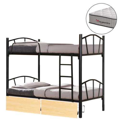 ΚΟΥΚΕΤΑ ΜΕ 2 ΣΥΡΤΑΡΙΑ SONAMA & ΣΤΡΩΜΑΤΑ 90X190εκ FLOOR HM10749.04 ΜΕΤΑΛΛΟ ΜΑΥΡΟ (x1)