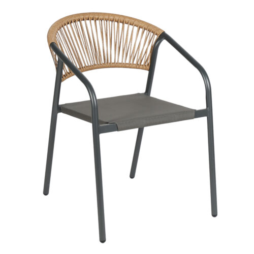 ΠΟΛΥΘΡΟΝΑ HOMAN HM6430.01 ΓΚΡΙ ΜΕΤΑΛΛΟ & TEXTILENE--ΜΠΕΖ P.E.RATTAN 53x58x75Υεκ (x1)