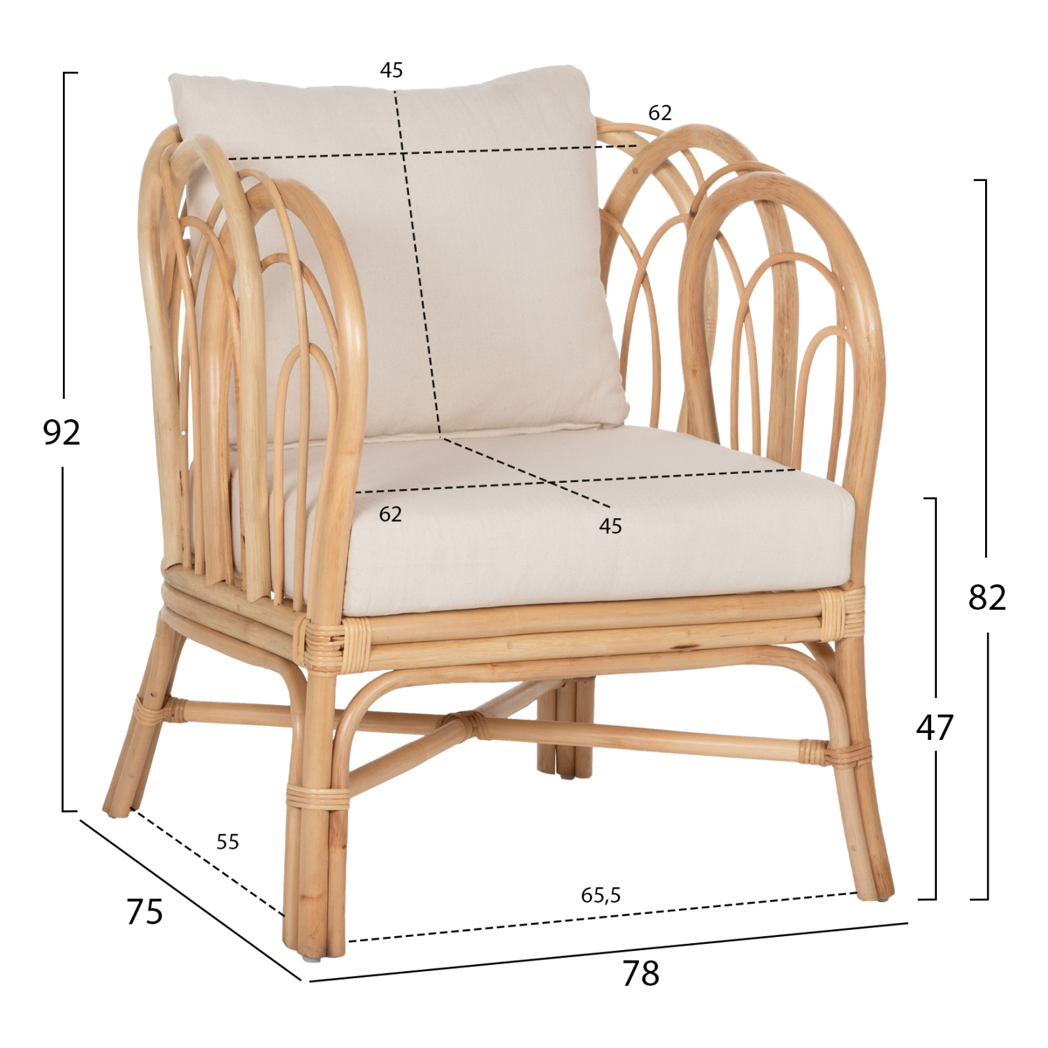 ΠΟΛΥΘΡΟΝΑ ESTOR HM9817 RATTAN ΣΕ ΦΥΣΙΚΟ-ΛΕΥΚΟ ΜΑΞΙΛΑΡΙ 78x75x92Υ εκ. (x1) - Image 2