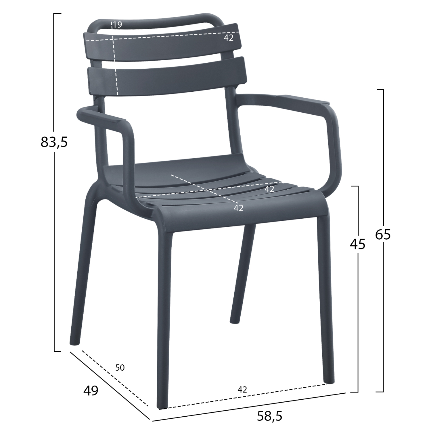 ΠΟΛΥΘΡΟΝΑ ΠΟΛΥΠΡΟΠΥΛΕΝΙΟΥ PHILLY HM6123.03 ΓΚΡΙ 58,5x49x83,5Υεκ. (x1) - Image 2