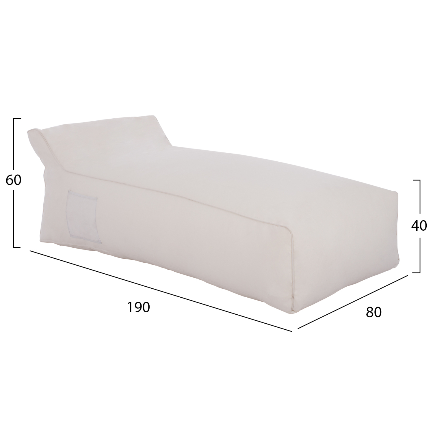 ΠΟΥΦ ΞΑΠΛΩΣΤΡΑ WADELIN HM5774.11 ΜΕ TEXTILENE ΛΕΥΚΟ 190x80x40-60Υ εκ. (x1) - Image 2