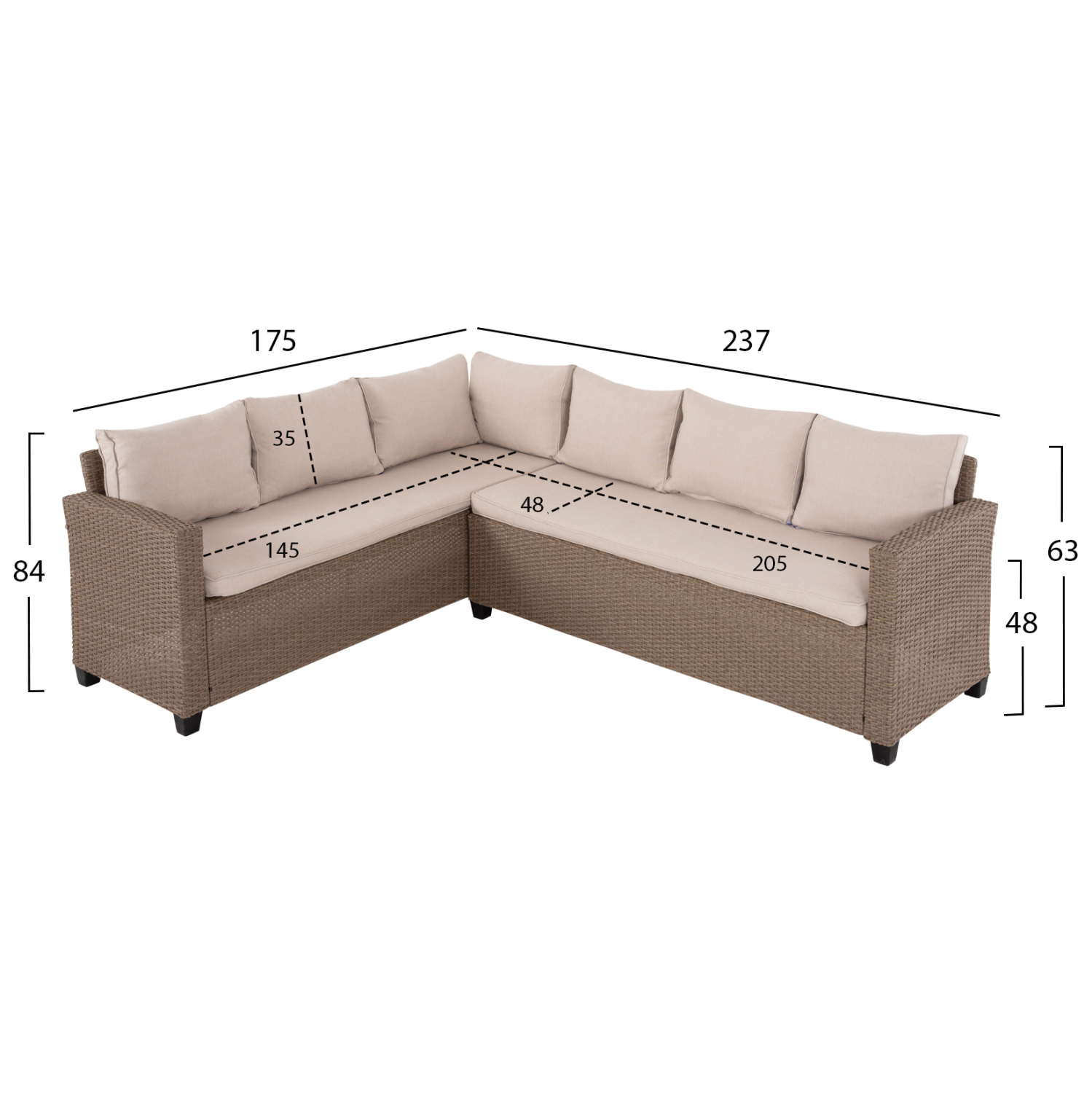 ΣΕΤ ΣΑΛΟΝΙ ΓΩΝΙΑ & ΤΡΑΠΕΖΙ CARSON HM6078.02 ΜΟΚΑ ΣΥΝΘ.RATTAN-ΜΑΞΙΛΑΡΙΑ (x1) - Image 2