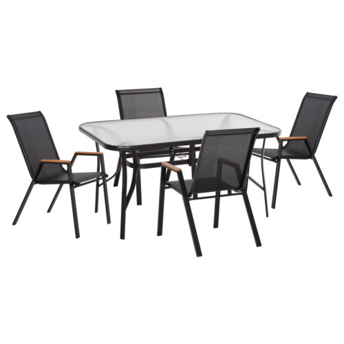 ΣΕΤ ΤΡΑΠΕΖΑΡΙΑΣ 5ΤΜΧ BRUNO HM10729.03 ΚΑΡΕΚΛΕΣ ΜΕΤΑΛΛΙΚΕΣ & ΤΡΑΠΕΖΙ 150x90εκ ΜΑΥΡΟ (x1)
