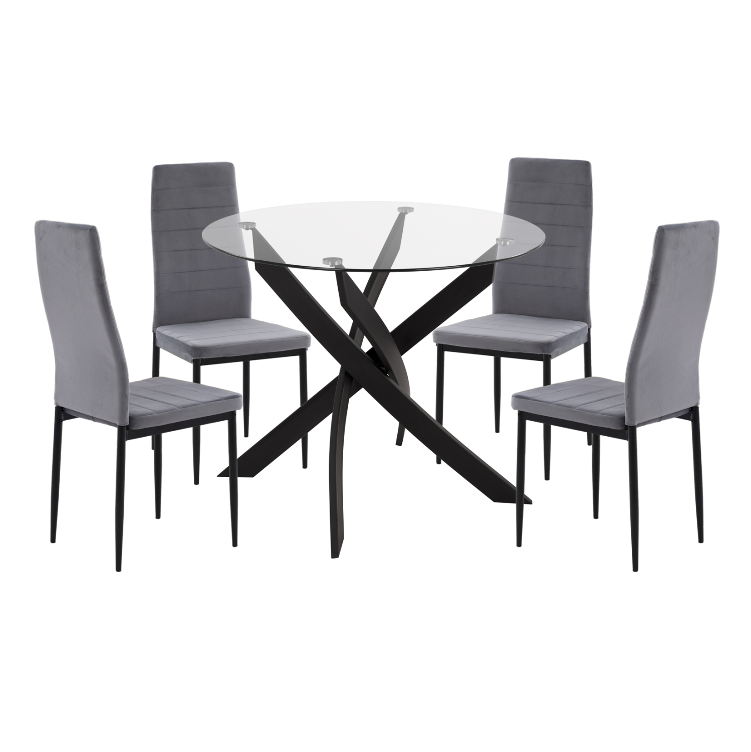 ΣΕΤ ΤΡΑΠΕΖΑΡΙΑΣ 5ΤΜΧ LADY HM21199.01 ΓΥΑΛΙ--ΜΕΤΑΛΛΟ ΣΕ ΜΑΥΡΟ & ΒΕΛΟΥΔΟ ΓΚΡΙ (x1)