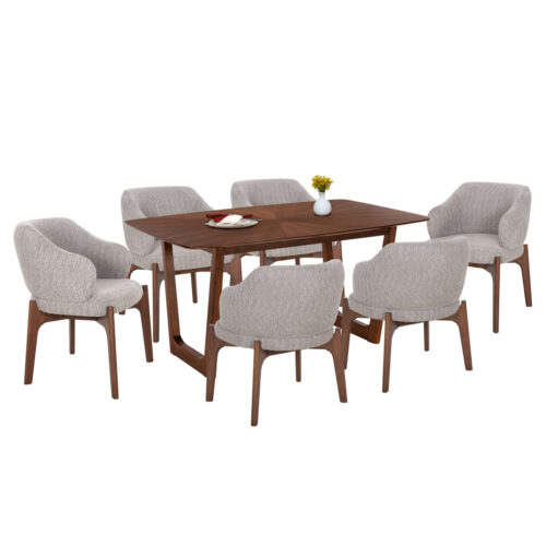 ΣΕΤ ΤΡΑΠΕΖΑΡΙΑΣ 7ΤΜΧ ABAI HM21338.02 ΤΡΑΠΕΖΙ ΑΠΟ MDF--ΚΑΡΕΚΛΕΣ ΜΕ ΜΠΟΥΚΛΕ ΥΦΑΣΜΑ (x1)