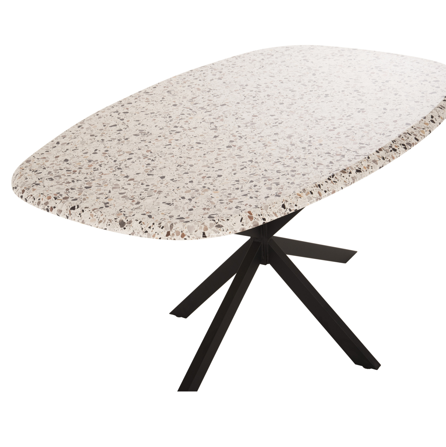 ΤΡΑΠΕΖΙ ΟΒΑΛ RODDEN HM11903.03 ΜΕ WERZALIT TERRAZZO-ΜΑΥΡΗ ΧΙΑΣΤΙ ΒΑΣΗ 146x94x75Υεκ (x1) - Image 5