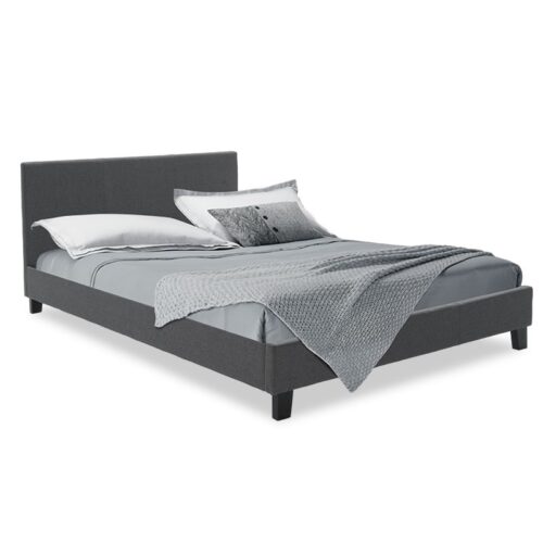 Κρεβάτι Nevil pakoworld 150x200 με ύφασμα χρώμα ανθρακί (x1)