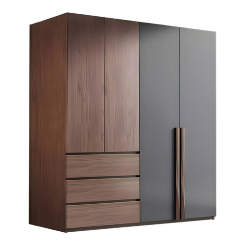 Ντουλάπα Sonlen pakoworld σε καρυδί-ανθρακί απόχρωση 160x52x195εκ (x1)