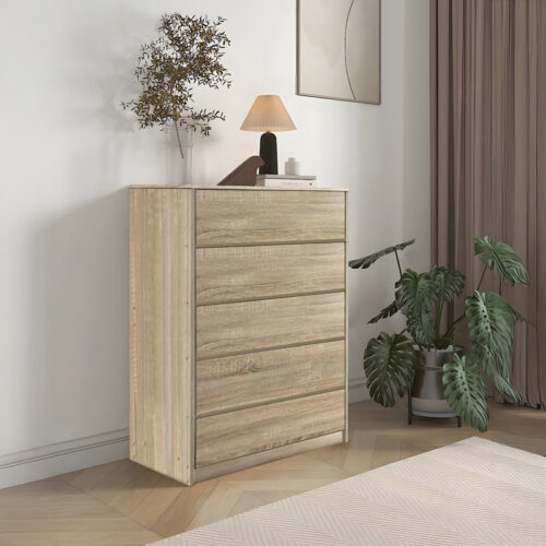 Συρταριέρα Kuanger pakoworld mdf σε φυσική απόχρωση 80x40x109εκ (x1)