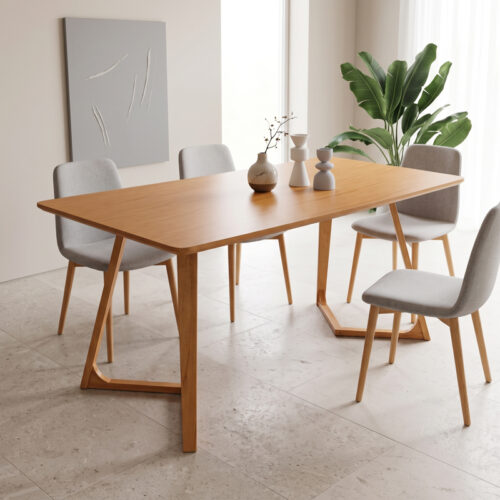 Τραπέζι Pendra pakoworld mdf επιφάνεια με πόδι ξύλο μασίφ σε sonoma απόχρωση 150x80x75εκ (x1)