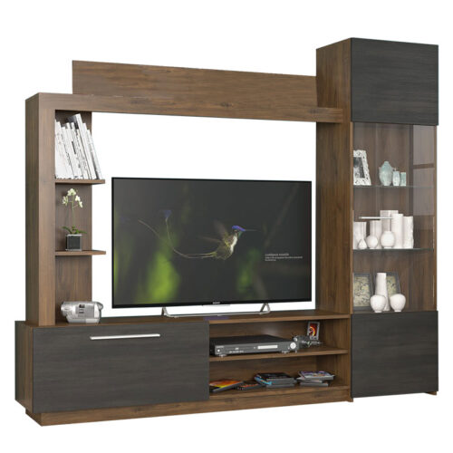 Σύνθετο σαλονιού June pakoworld καρυδί-wenge 204x35x177εκ (x1)