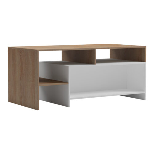 Τραπέζι σαλονιού Consa pakoworld sonoma - λευκό 120x60x53.6εκ (x1)