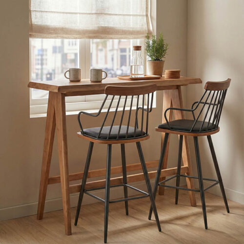 Τραπέζι Bar Winslow pakoworld ξύλο rubberwood ανοικτό καρυδί 120x45x100εκ (x1)