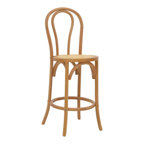 Σκαμπό μπαρ Thonet pakoworld φυσικό ξύλο οξιάς-έδρα φυσικό rattan 41x50x105εκ (x1)