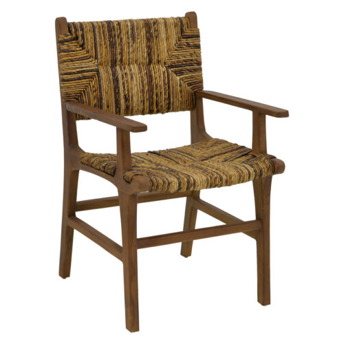 Πολυθρόνα Refane pakoworld φυσικό teak ξύλο-ψάθα 55x60x85εκ (x1)