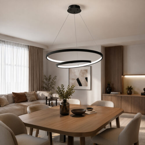 Φωτιστικό οροφής Rexon pakoworld led μέταλλο μαύρο Φ49x12εκ (x1)