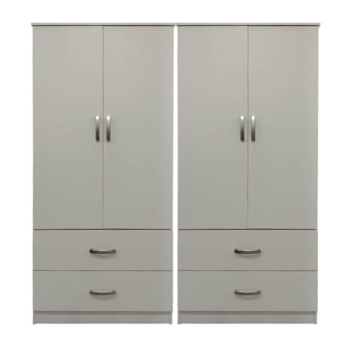 Ντουλάπα τετράφυλλη με συρτάρια Athos pakoworld λευκή 160x42x180εκ (x1)