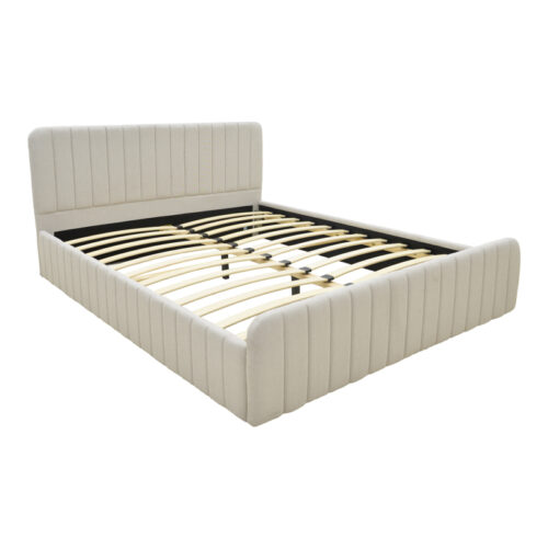 Κρεβάτι διπλό Myrelia pakoworld γκρι μπεζ ύφασμα 160x200εκ (x1)