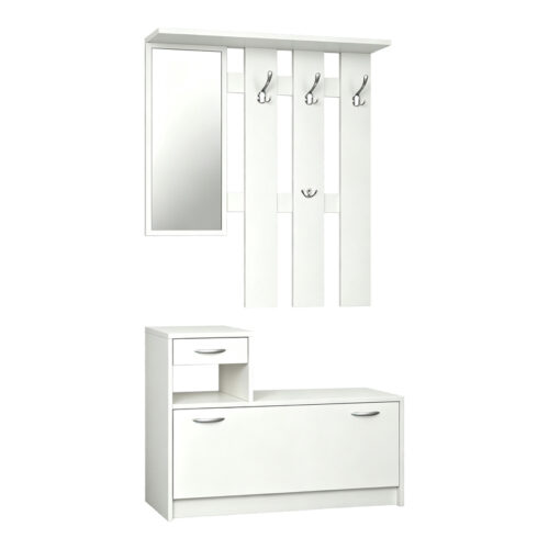 Έπιπλο εισόδου Jentia pakoworld με καθρέπτη λευκό MDF 113x100x89εκ (x1)
