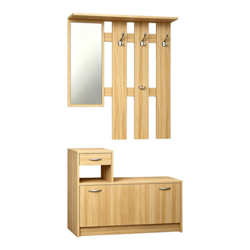Έπιπλο εισόδου Jentia pakoworld  με καθρέπτη sonoma MDF 113x100x89εκ (x1)