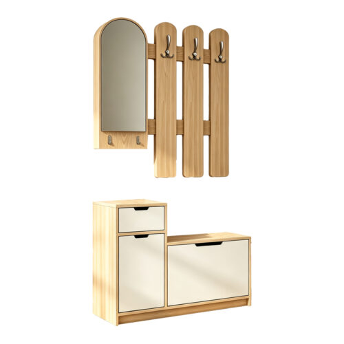 Έπιπλο εισόδου Kenty pakoworld  με καθρέπτη sonoma με λευκό MDF 100x28x110εκ (x1)