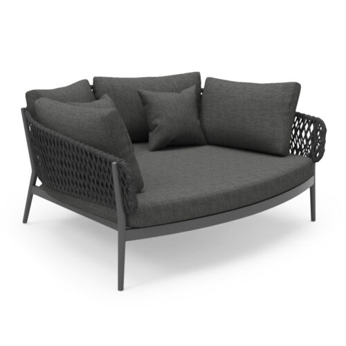 DAYBED 2ΘΕΣΙΟ ΣΕΙΡΑ CAMELLIA HM6217.01 ΣΚΟΥΡΟ ΓΚΡΙ ΑΛΟΥΜΙΝΙΟ-P.E.ΣΧΟΙΝΙ-OLEFIN 164x144x70Υεκ. (x1)