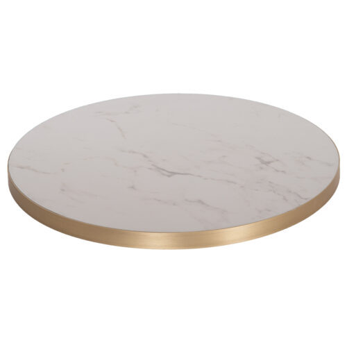 ΕΠΙΦΑΝΕΙΑ ΤΡΑΠΕΖΙΟΥ SINTERED STONE HM6652.12 WHITE MARBLE--ΠΛΑΙΣΙΟ ALU ΧΡΥΣΟ Φ60εκ. (x1)