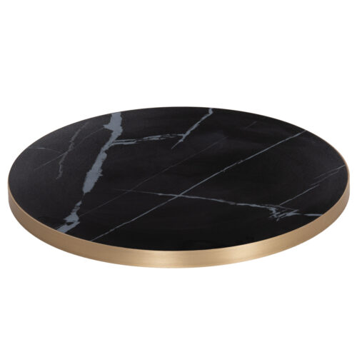 ΕΠΙΦΑΝΕΙΑ ΤΡΑΠΕΖΙΟΥ SINTERED STONE HM6652.13 BLACK MARBLE--ΠΛΑΙΣΙΟ ALU ΧΡΥΣΟ Φ60εκ. (x1)