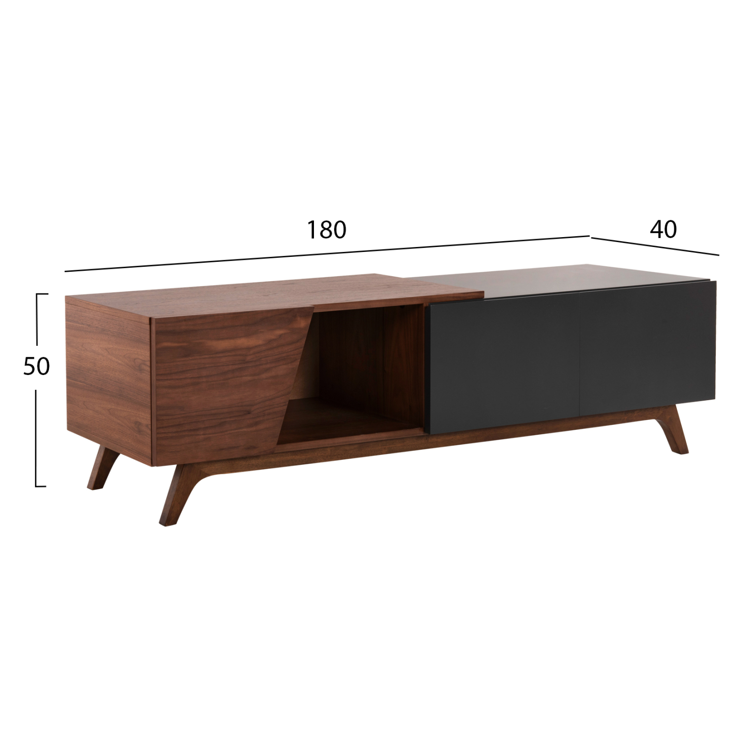 ΕΠΙΠΛΟ ΤΗΛΕΟΡΑΣΗΣ HUDSON HM9748 MDF ΚΑΠΛΑΜΑΣ ΚΑΡΥΔΙΑΣ ΚΑΡΥΔΙ&ΣΚΟΥΡΟ ΓΚΡΙ 180x40x50Υ (x1) - Image 2
