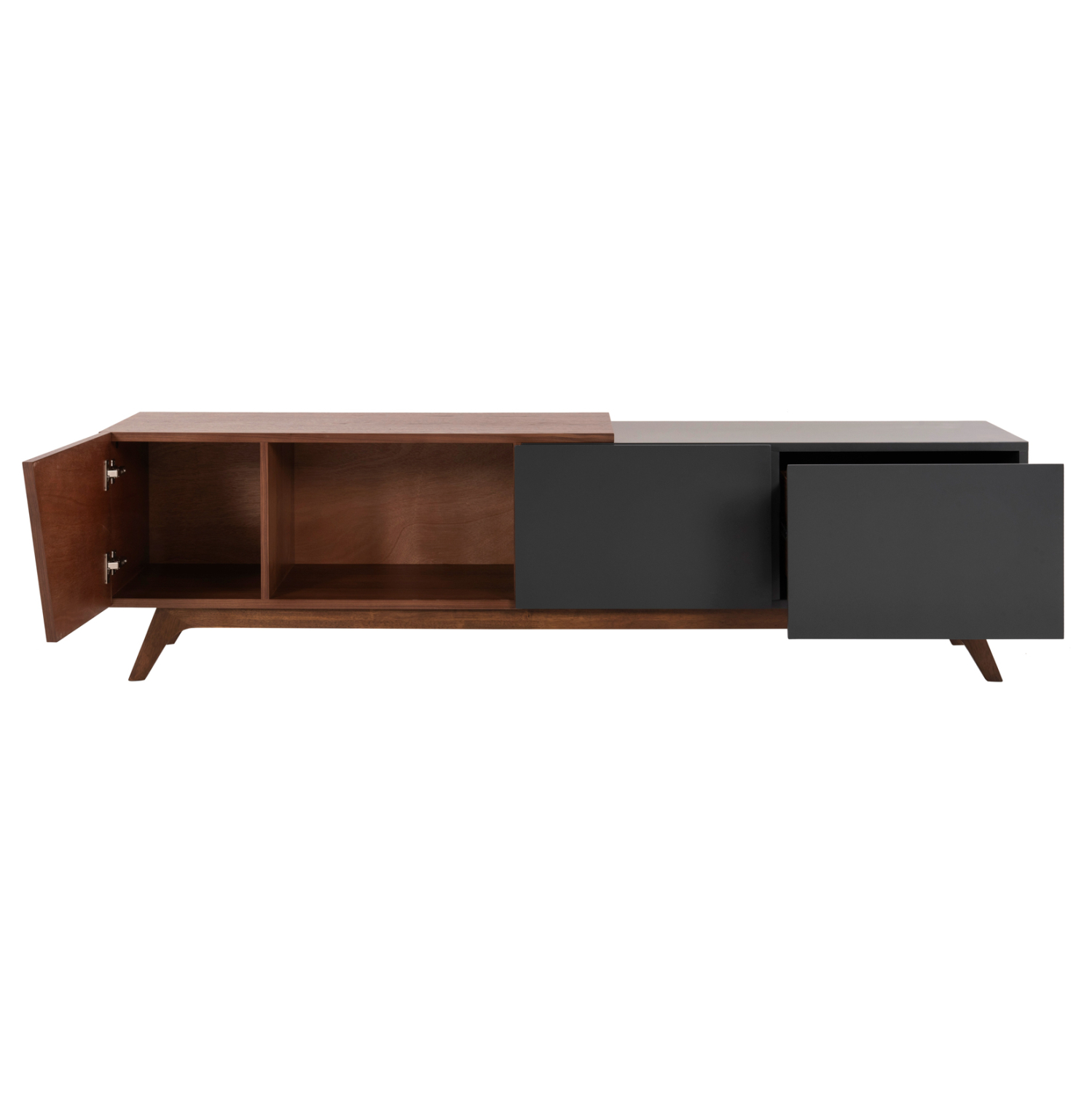 ΕΠΙΠΛΟ ΤΗΛΕΟΡΑΣΗΣ HUDSON HM9748 MDF ΚΑΠΛΑΜΑΣ ΚΑΡΥΔΙΑΣ ΚΑΡΥΔΙ&ΣΚΟΥΡΟ ΓΚΡΙ 180x40x50Υ (x1) - Image 5