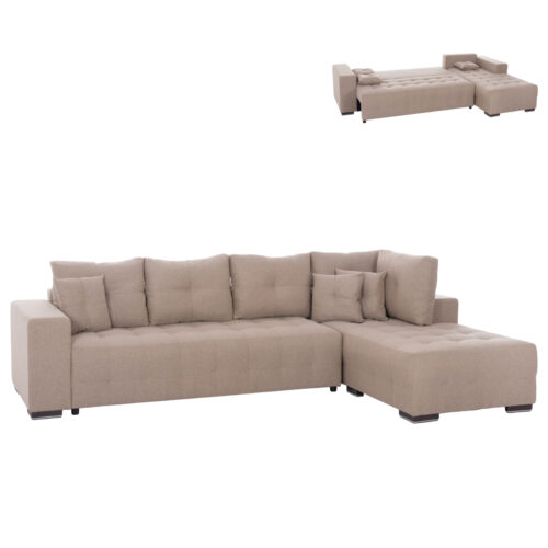 ΓΩΝΙΑΚΟΣ ΚΑΝΑΠΕΣ-ΚΡΕΒΑΤΙ ΜΕ ΑΠΟΘ.ΧΩΡΟ TRENDSTON HM3302.03R ΜΠΕΖ ΥΦΑΣΜΑ 298x177x95Υεκ (x1)