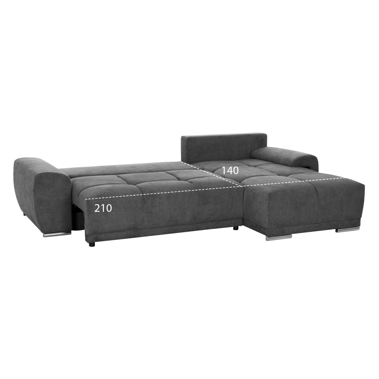 ΚΑΝΑΠΕΣ ΚΡΕΒΑΤΙ ΔΕΞΙΑ ΓΩΝΙΑ COMFYRA HM3336.01R ΓΚΡΙ ΥΦΑΣΜΑ 270x181x75Υεκ (x1) - Image 4