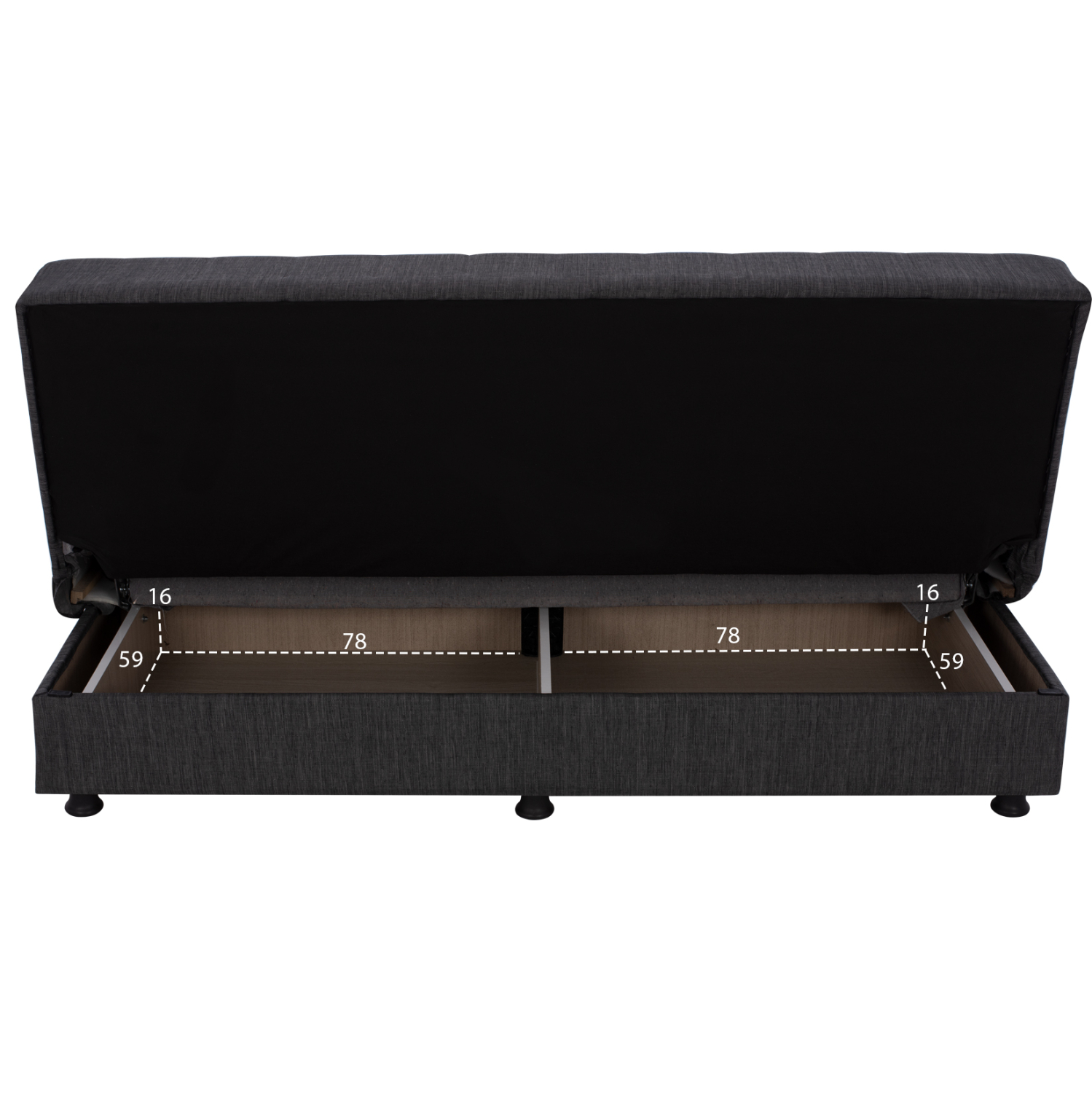ΚΑΝΑΠΕΣ ΚΡΕΒΑΤΙ ΤΡΙΘΕΣΙΟΣ ΓΚΡΙ HM3239.03 180x83x74Υεκ. (x1) - Image 14