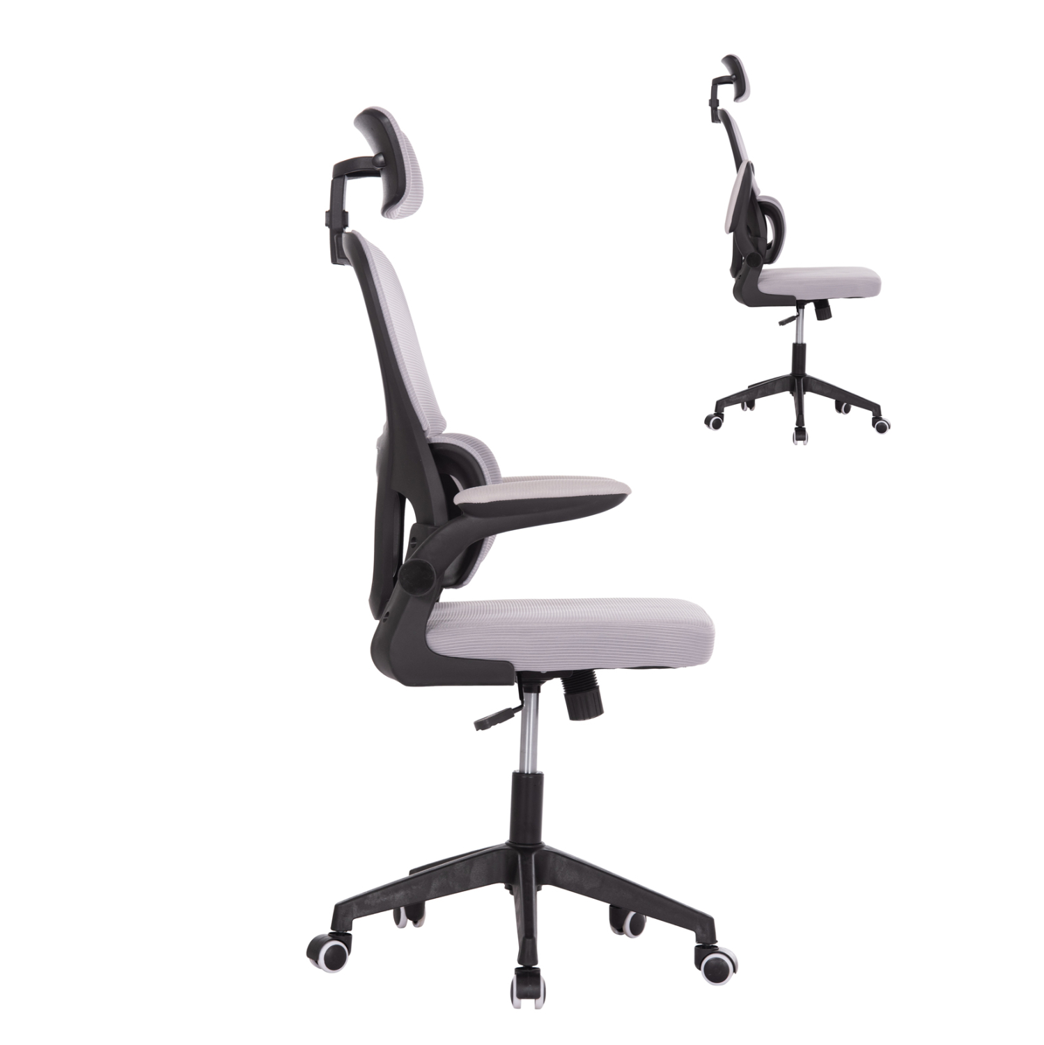 ΚΑΡΕΚΛΑ ΓΡΑΦΕΙΟΥ BASTON HM18236.02 ΓΚΡΙ MESH & ΜΑΥΡΟ PP ΣΚΕΛΕΤΟΣ 64x60x127Υεκ. (x1) - Image 4