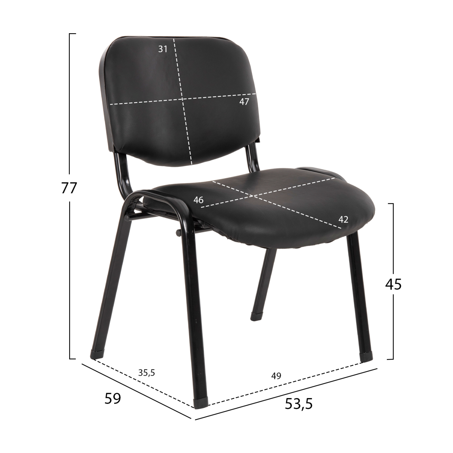 ΚΑΡΕΚΛΑ JANISHA HM1010.01 ΜΕ ΔΕΡΜΑΤΙΝΗ PU ΜΑΥΡΟ 53,5x59x77 εκ. (x1) - Image 2