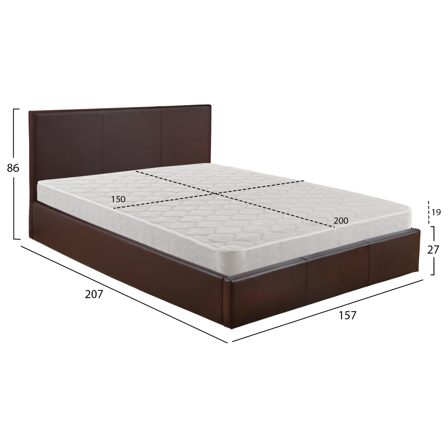 ΚΡΕΒΑΤΙ ΔΙΠΛΟ & ΣΤΡΩΜΑ BOBBI HM21271.02 ΚΑΦΕ PU ΜΕ ΑΠΟΘ.ΧΩΡΟ--ΓΙΑ 150x200εκ (x1) - Image 3