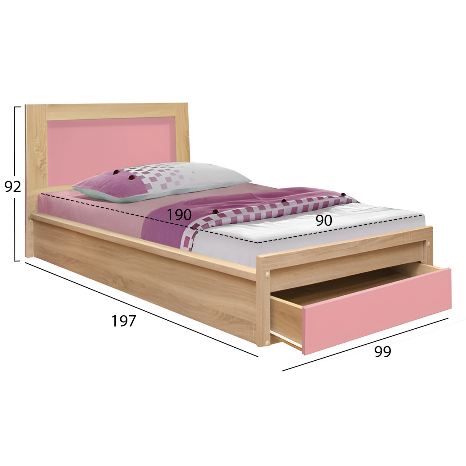 ΚΡΕΒΑΤΙ ΠΑΙΔΙΚΟ ΜΕ ΣΥΡΤΑΡΙ PLAYROOM HM10752.02 ΜΕΛΑΜΙΝΗ SONAMA/ΡΟΖ--ΣΤΡΩΜΑ 90x190εκ (x1) - Image 2