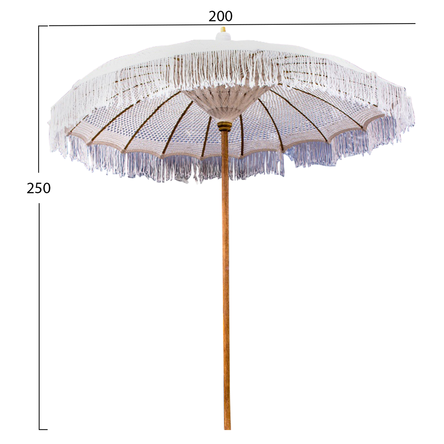ΟΜΠΡΕΛΑ ΜΠΑΛΙΝΕΖΙΚΗ ΜΑΚΡΑΜΕ ΜΠΕΖ ΞΥΛO TEAK Φ200X250εκ. HM6035.91 (x1) - Image 2
