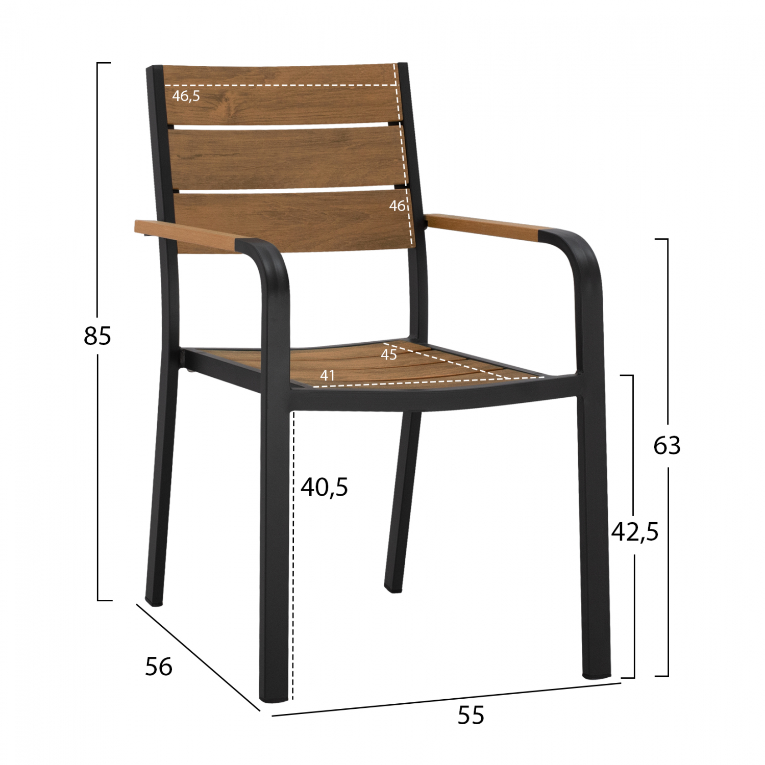 ΠΟΛΥΘΡΟΝΑ ΑΛΟΥΜΙΝΙΟΥ SAGA ΑΝΘΡΑΚΙ ΜΕ POLYWOOD HM5127.02 55x56x85Υεκ. (x1) - Image 2