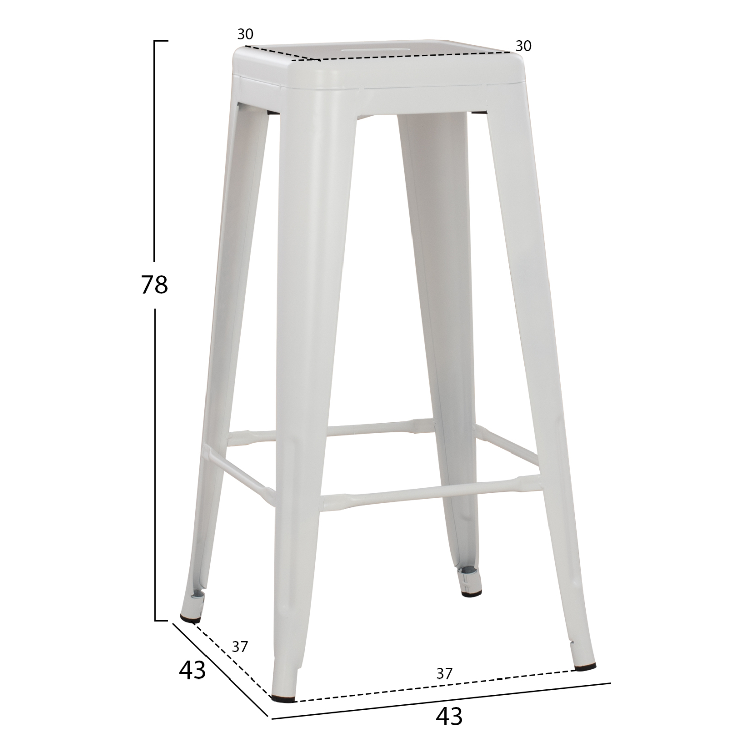 ΣΚΑΜΠΟ BAR MELITA HM8642.21 ΜΕΤΑΛΛΙΚΟ ΣΕ ΛΕΥΚΟ ΜΑΤ 43x43x78Υεκ. (x1) - Image 8