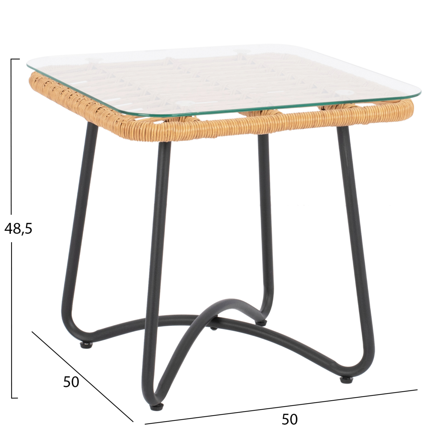 ΤΡΑΠΕΖΙ ΜΕΤΑΛΛΙΚΟ GERRY HM5717 ΜΕ WICKER ΜΠΕΖ 50x50x48,5 εκ. (x1) - Image 2