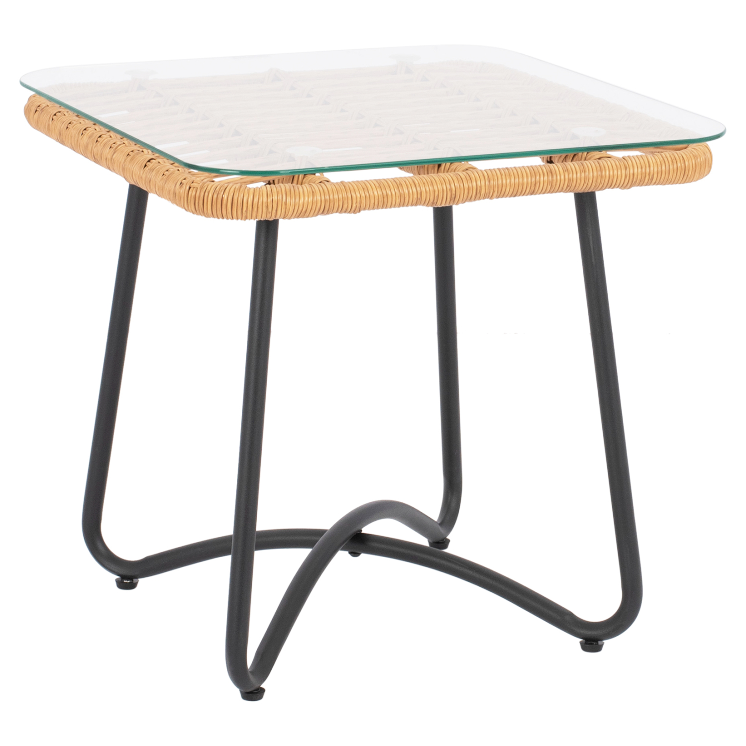 ΤΡΑΠΕΖΙ ΜΕΤΑΛΛΙΚΟ GERRY HM5717 ΜΕ WICKER ΜΠΕΖ 50x50x48,5 εκ. (x1)